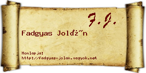 Fadgyas Jolán névjegykártya